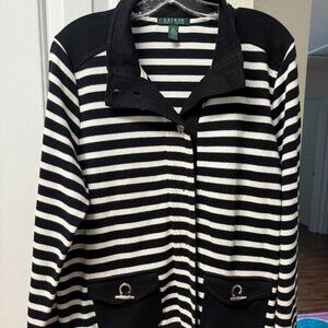 Polo Ralph Lauren Black & White Striped Zip Jacket – XL